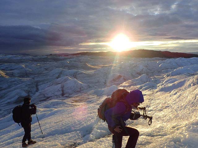 Sunset ice cap explorers.
