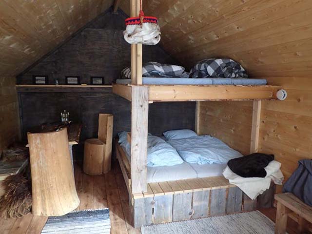Inside the Wilderness cabin at the kennels.