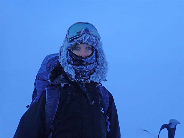 Cold? Certainly not! Vikkie wraps up for our first day in -20.
