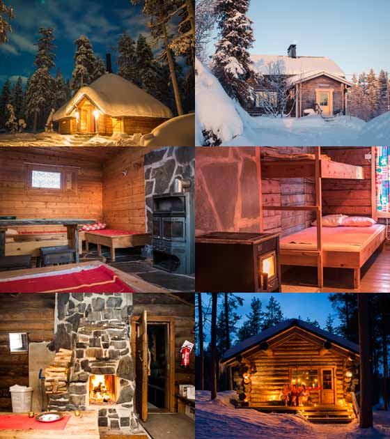 Wilderness cabins during the dogsled tour