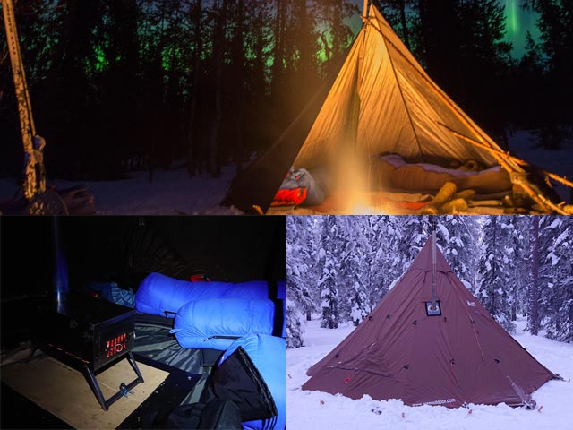 Heated tipi for winter camping