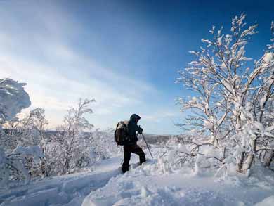 Backcountry Skiing and Northern Lights in Finnish Lapland