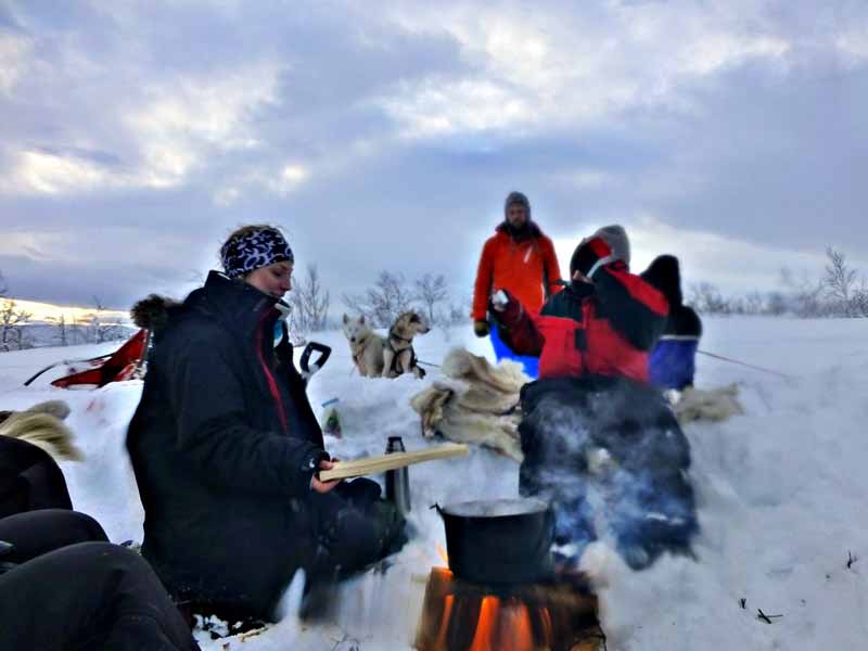 Making a fire for lunch during the day's sledding