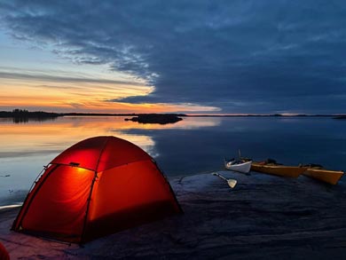 Dome tents are provided for wild camping during your tour | Photo: C. Swanson