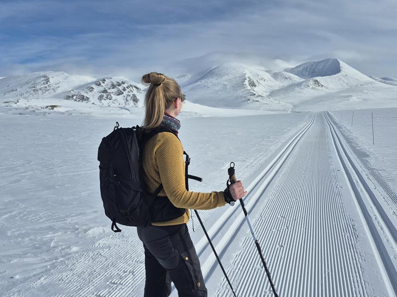 Prepared ski tracks on the Troll Trail