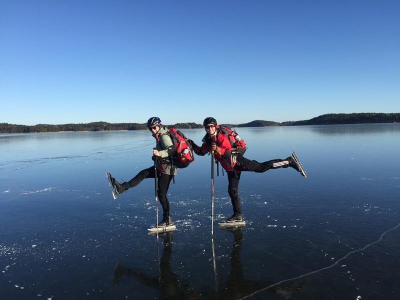 Ice skating on natural ice is fun!