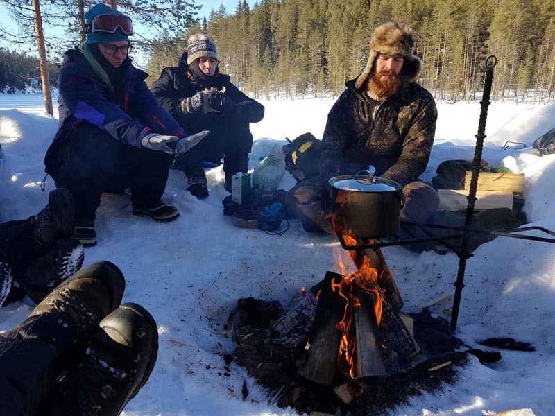 Lunch outdoors during your dogsled tour