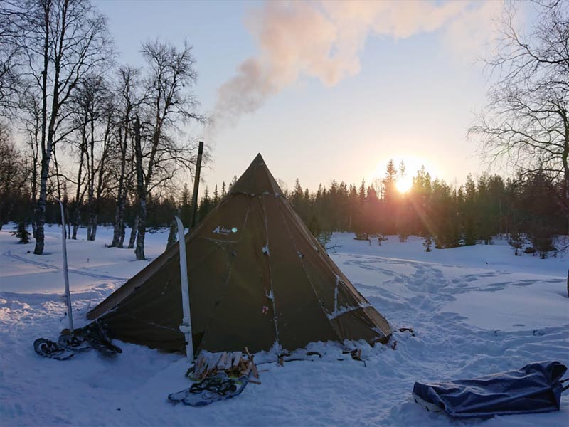 Backcountry Skiing with Tipi Camping in Eastern Lapland
