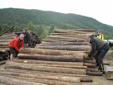The log stacks for raft building | Photo: Stephen Le Beau