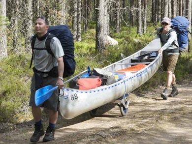 Canoe trolleys are provided to assist with land transports | Photo: Euan Turner DMh Photo