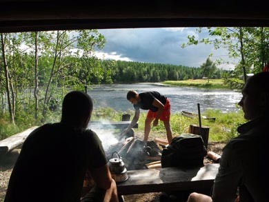 Using the wind shelters along the route | Photo: Christine Davies